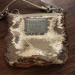 Coach Poppy Gold Sequin Disco Crossbody Bag